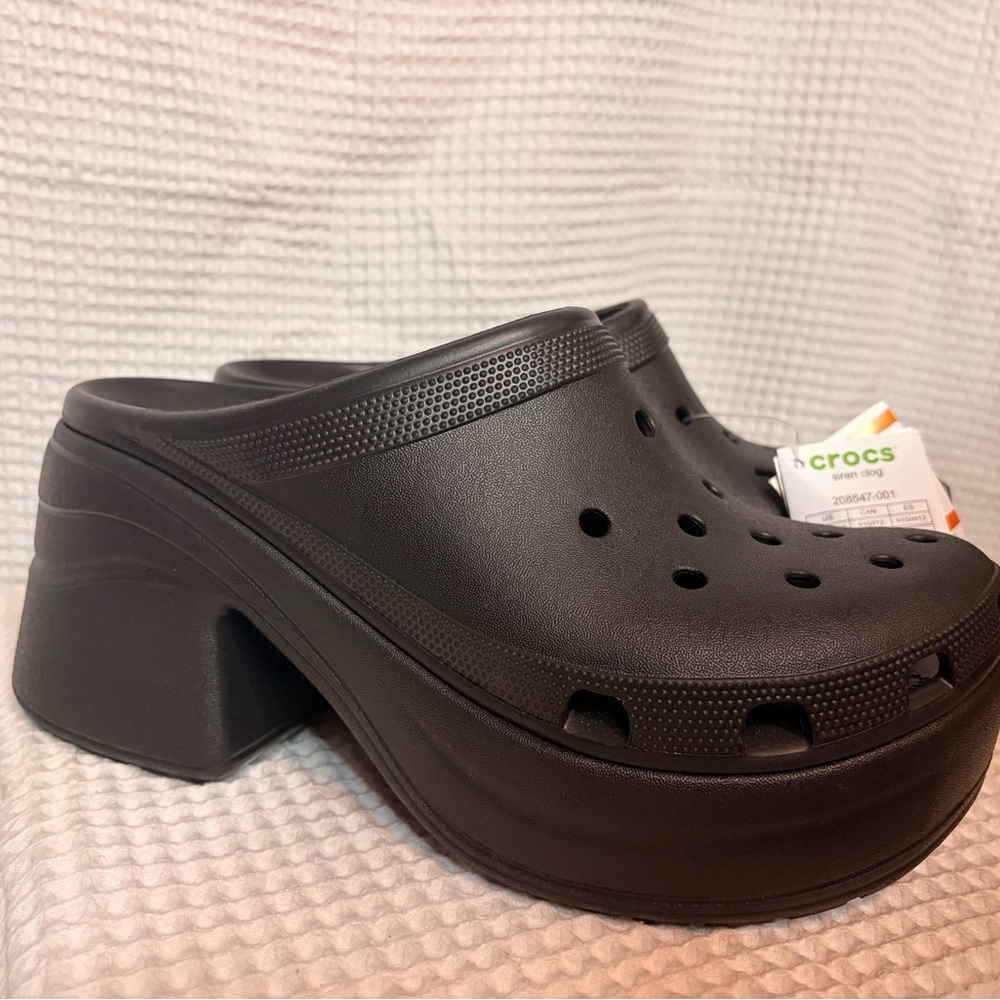 CROCS Siren Chunky Black Platform Clog Mule
